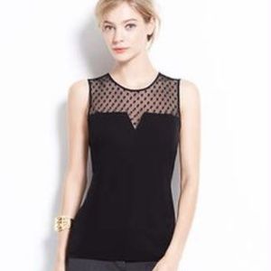 Ann Taylor Black Polka Dot Mesh Tank